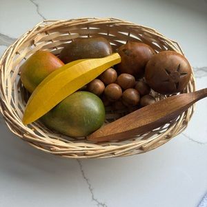 Vintage Wicker Oval Fruit Basket